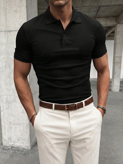 Men's Slim-Fit Short-Sleeve Polo Shirt for Business & Casual