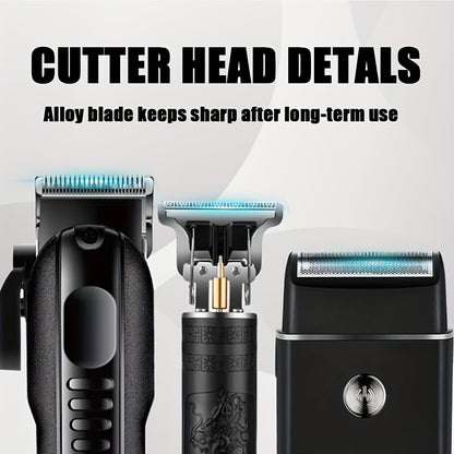 2pcs/3pcs Professional Men'S Hair Clipper - Cordless and USB Rechargeable Beard Trimmer with Limit Comb, Ideal for Haircutting and Beauty, Barber Clippers, Grooming Essentials, Sleek Design, Durable Construction, Personal Car - ayq