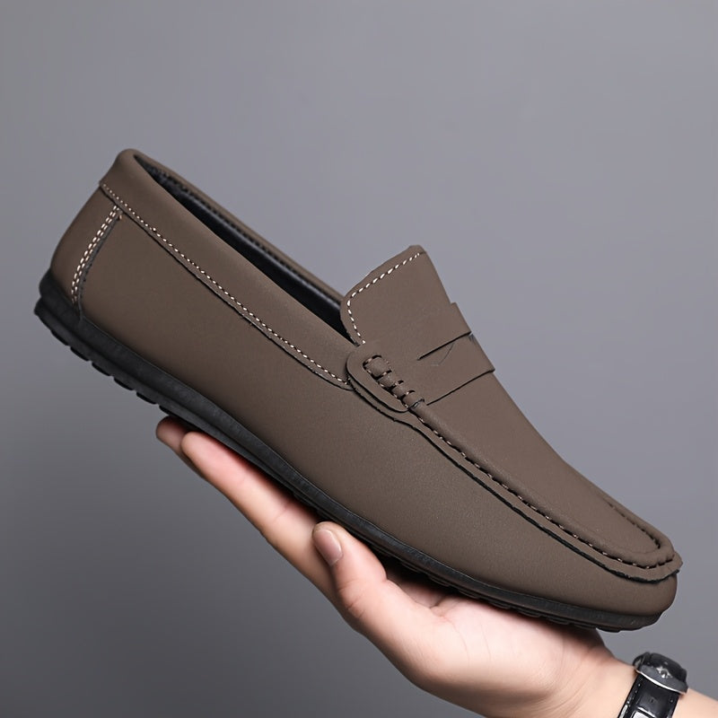 Men's PU Round-Toe Casual Loafers, Light and Comfortable