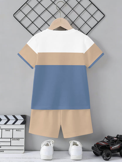 Boys' Summer Casual Short Sleeve Tee and Shorts Set - ayq