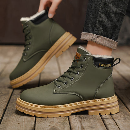 A Pair of Fashionable Men's Boots, Outdoor Warm, Sports Casual Trendy Versatile Shoes for Man