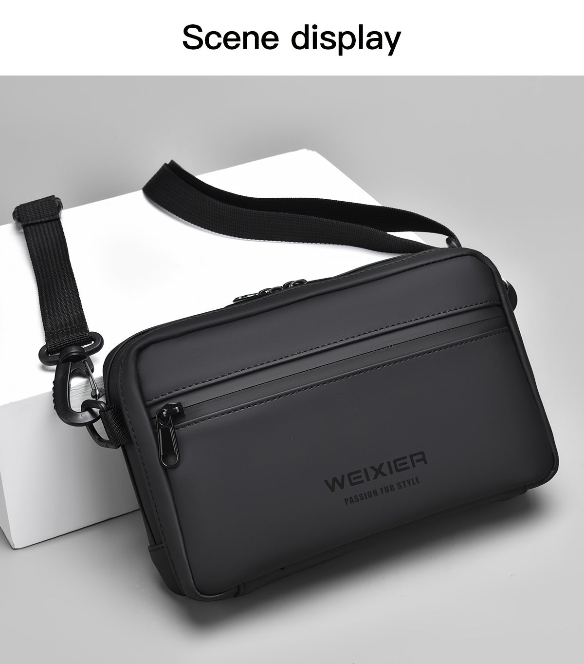 WEIXIER Unisex Fashion Messenger Bag, Shoulder Satchel with Detachable Strap, Polyester Lined, Business Briefcase for Commuting  Outdoor, Ideal Gift for Husband Or Boyfriend