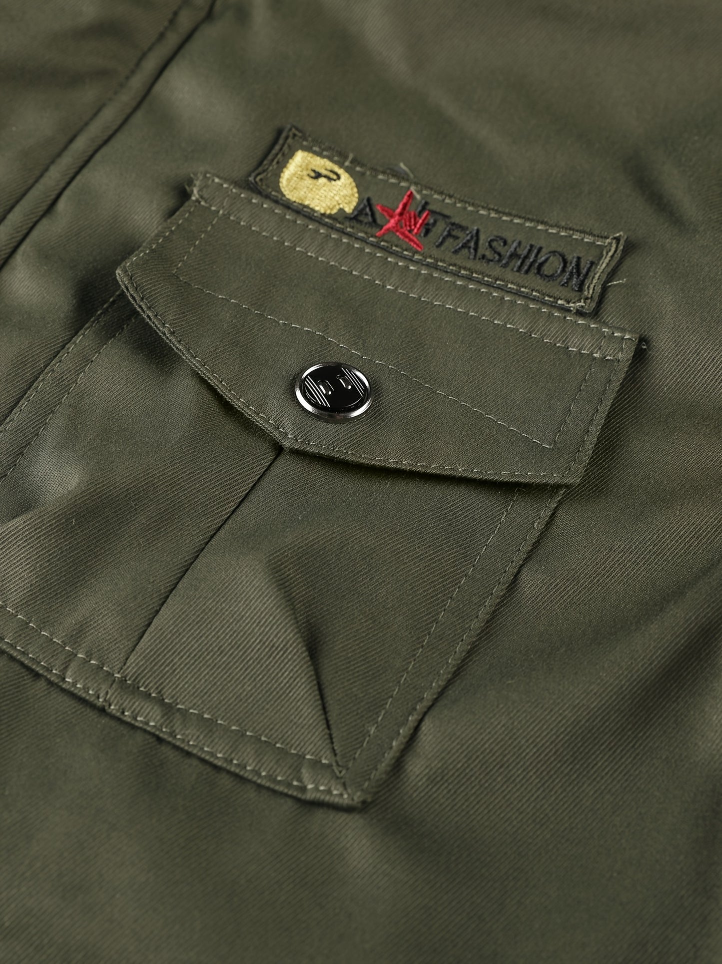 Men'S Winter Fleece-Lined Military-Style Jacket - Thickened Zip-Up Coat with Large Pockets, Olive Green Casual Winter Coat for Outdoor Activities, Winter Coats, Durable Fabric Coat