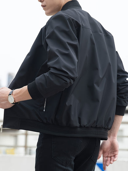 Men's Solid Color Business Jacket, Casual Stylish Outdoor Coat As Gift