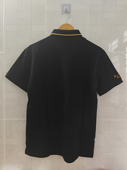 Men's Turn- Collar 95% Cotton 5 Spandex Embroidered T-Sshirt Short Sleeve Comfortable Breathability - ayq