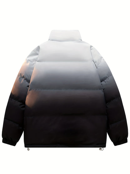 Men'S Color-Block Quilted Jacket - Cozy Fleece-Lined Winter Coat with Stand Collar, Zip-Up Design, and Multiple Pockets for Casual Wear, Winter Jacket, Thick