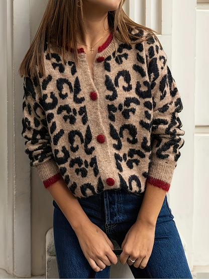 Chic Leopard Print Cardigan