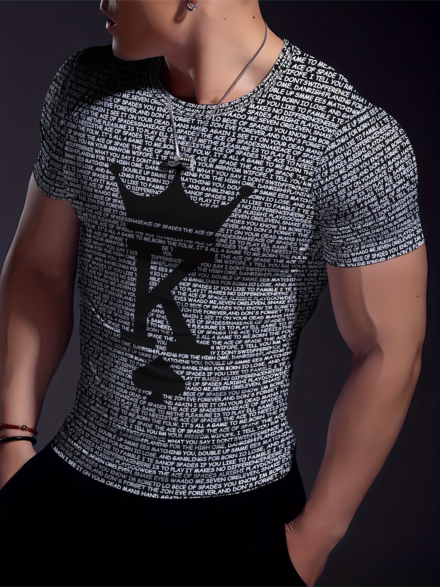 Lucky T-Shirt Men's Classic Geometric Long Sleeve T-Shirt - Tear-resistant, high-stretch, knitted fabric - Suitable for sports, training, yoga, running, hiking and casual wear