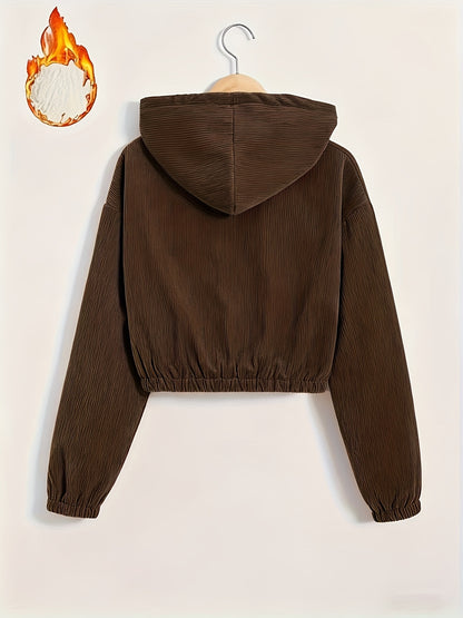 Women'S Black Hooded Jacket with Fleece Lining - Full-Zip Winter Coat, Full-Zip Front Closure, Zippered Pockets, Machine Washable Outer Shell