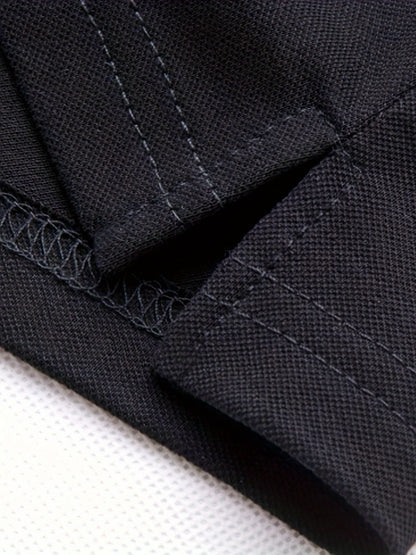 Men's Turn- Collar 95% Cotton 5 Spandex Embroidered T-Sshirt Short Sleeve Comfortable Breathability - ayq