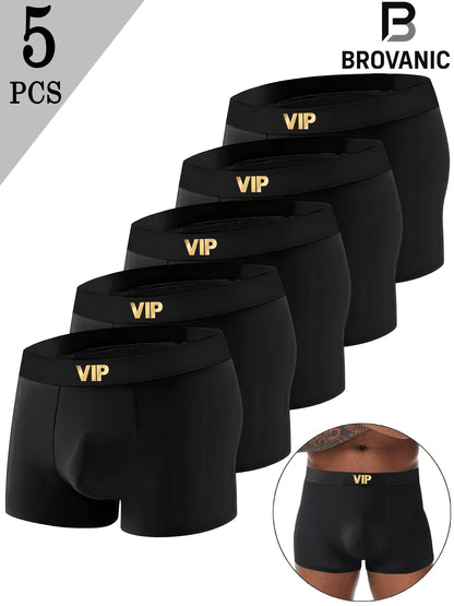Men's Black Boxer Briefs with VIP Waistband - 5 Pack Comfort