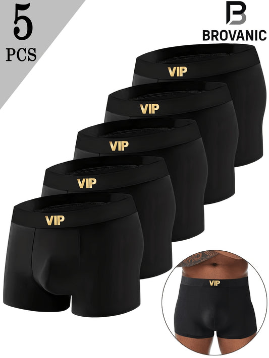 Men's Black Boxer Briefs with VIP Waistband - 5 Pack Comfort