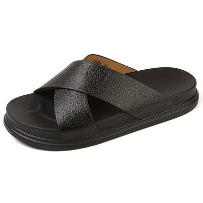 Men's Casual Slides with Soft PU Sole and Microfiber Upper