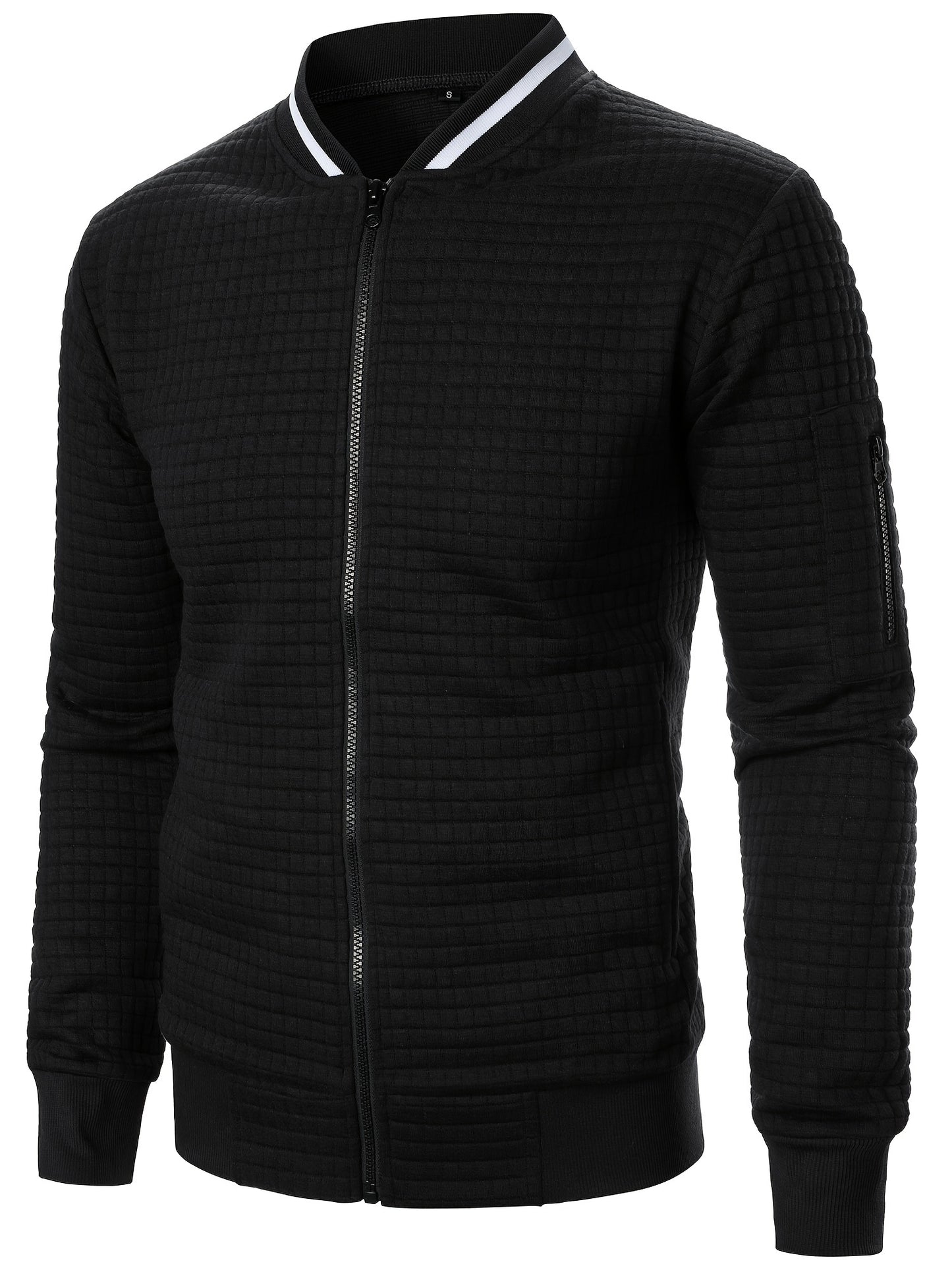 Men'S Zip-Up Jacket - Full-Zip Front Closure, Stand Collar, Lightweight Outerwear for Office, Casual & Formal Events - Spring/Fall Transitional Clothing - Easy-Care Modern Men'S Coat, Zip Up Jacket, Autumn Layering, Sleek Des