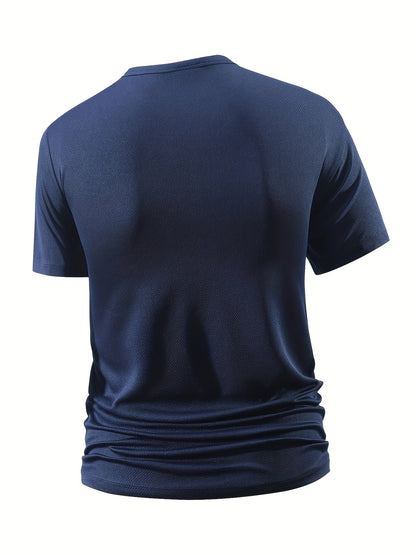 Men'S Lightweight  Breathable Quick-Dry T-Shirt - V-Neck, Short Sleeve, Solid Black, Soft Polyester Fabric for Gym, Running, Daily Wear  Outdoor Activities, Workout Clothes
