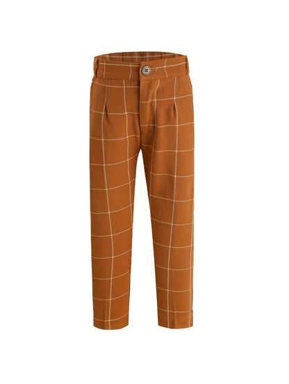 Boys' Plaid Vest & Pants Set with Bow Tie for Spring Fall