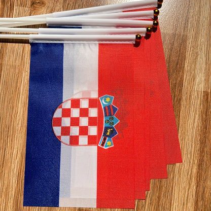 Croatian Handheld Polyester Flag 14x21cm for Events