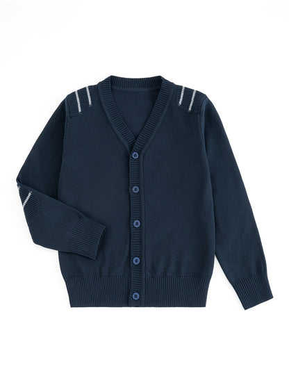 Boys' Long-Sleeve Cotton Cardigan V-Neck Sweater for Autumn
