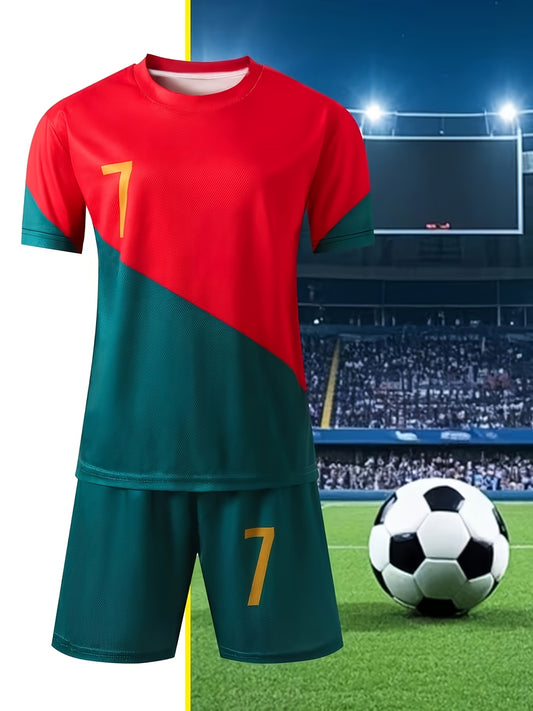 Youth Quick-Dry Football Shirt and Shorts Set - Lightweight Polyester - ayq