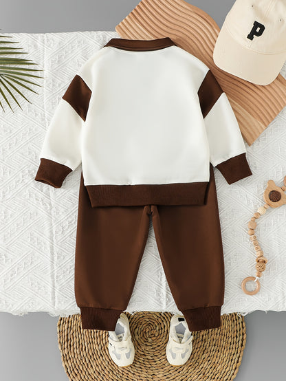 Boys' Casual Polo Shirt & Long Pants Set for Spring and Fall - ayq