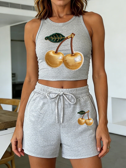 Casual Women's Two-Piece Set with Printed Top & Shorts