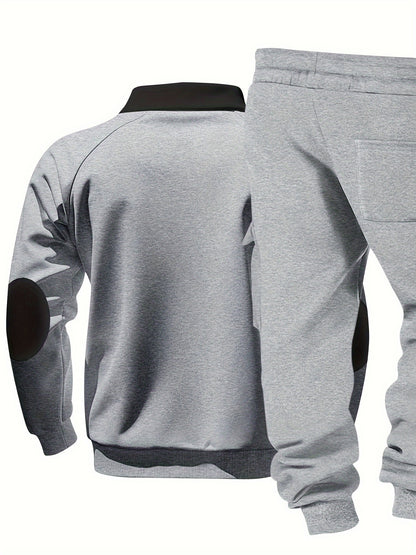 Men's New Product: Men's Casual Sportswear Set for Outdoor Workwear and Daily Commuting, Fashionable Hoodless Sweatshirt with Lining and Extra Thickness, Suitable for Outdoor Walks
