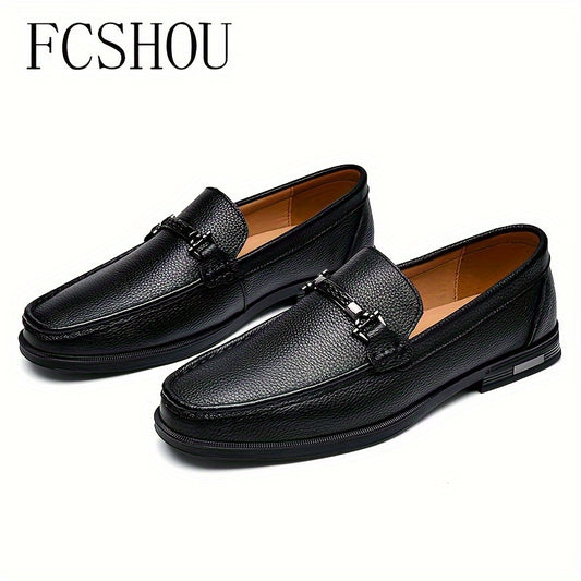 Men's High-End Split Leather Pointed Toe Loafers