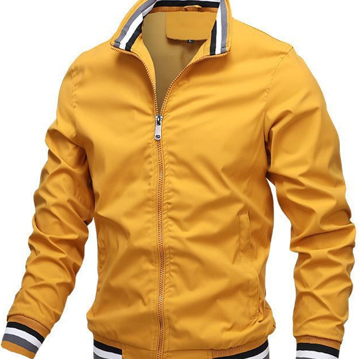 Men's Vintage-Inspired Hip Hop Baseball Jacket - Casual Sports Outerwear with Stand Collar, Zip-Up, Polyester - Perfect for Fall/Winter