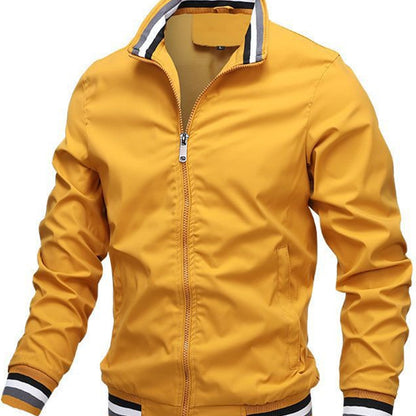Men's Vintage-Inspired Hip Hop Baseball Jacket - Casual Sports Outerwear with Stand Collar, Zip-Up, Polyester - Perfect for Fall/Winter