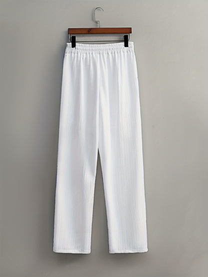 Casual 2pcs Set: Short Sleeve Stand Collar Shirt + Tie Straight Leg Pants, Suitable for Vacation Beach Outdoor Leisure Party