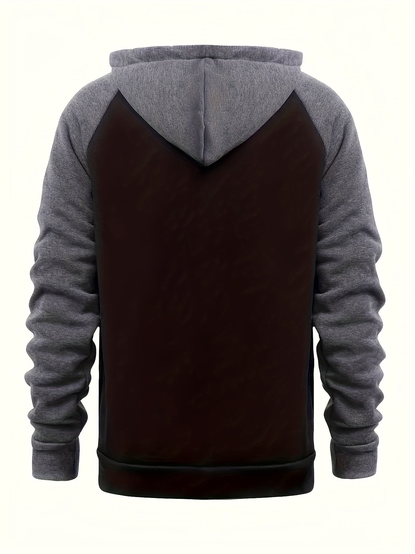 Men'S Stylish Color Block Hoodie - Casual Zip-Up Hooded Sweatshirt with Front Pockets, Long Sleeves, and Ribbed Cuffs - Maroon & Black Design, Comfortable for Fall and Winter Wear