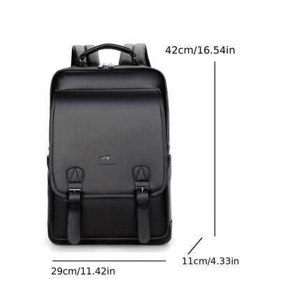 Stylish Men's Backpack - Multifunctional, Large Capacity for 39.62cm Laptop, Business  Travel Ready, Durable PU Material