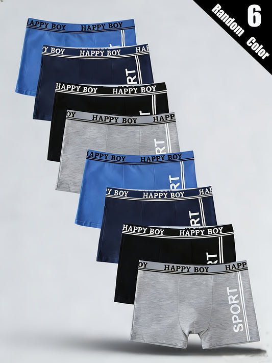 Boys' Cotton Boxer Briefs 6-Pack - Soft, Stretchy, Comfortable Fit