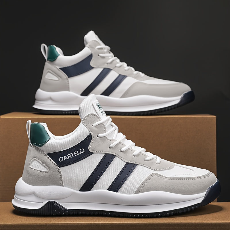 Men's Breathable Lace-Up Sneakers - Casual  Stylish, Versatile for All Seasons, Non-Slip Rubber Sole