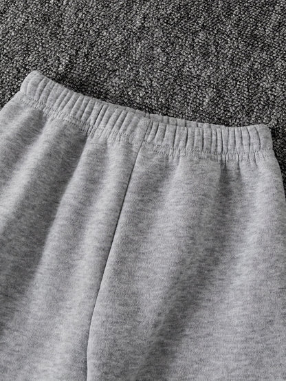 DONABEBE Boys' 2pcs Winter Jacket & Pants Set - Full-Zip Hooded Coat with Striped Sleeves & Matching Pants, Thick Outfit for &, Soft Warm Casual Playwear (Grey/Black) - Hand Washable 2pcs Clothing, Perfect for Outdoor