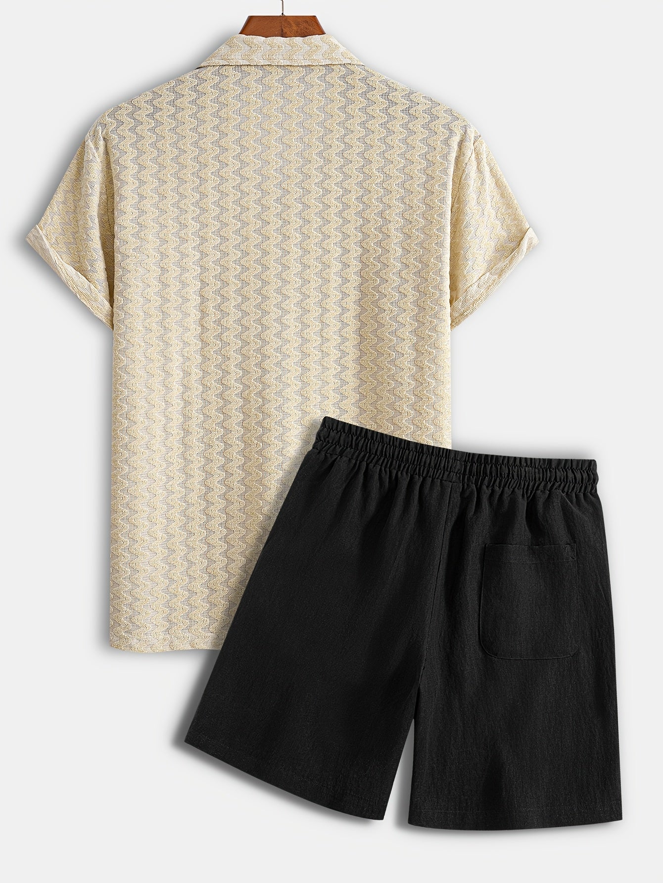 Men's Stretch Jacquard Short Sleeve Shirt & Shorts Set