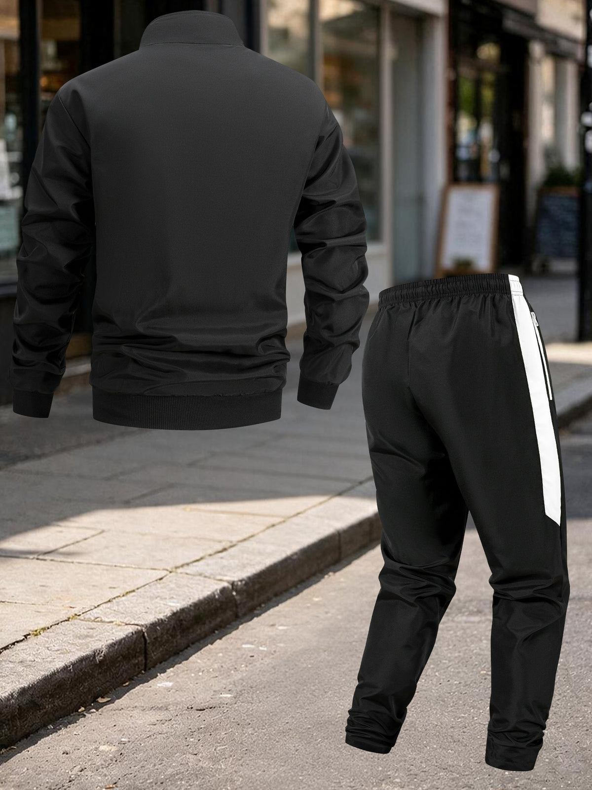 Men's Spring/Fall Stand Collar Zipper Tracksuit Set