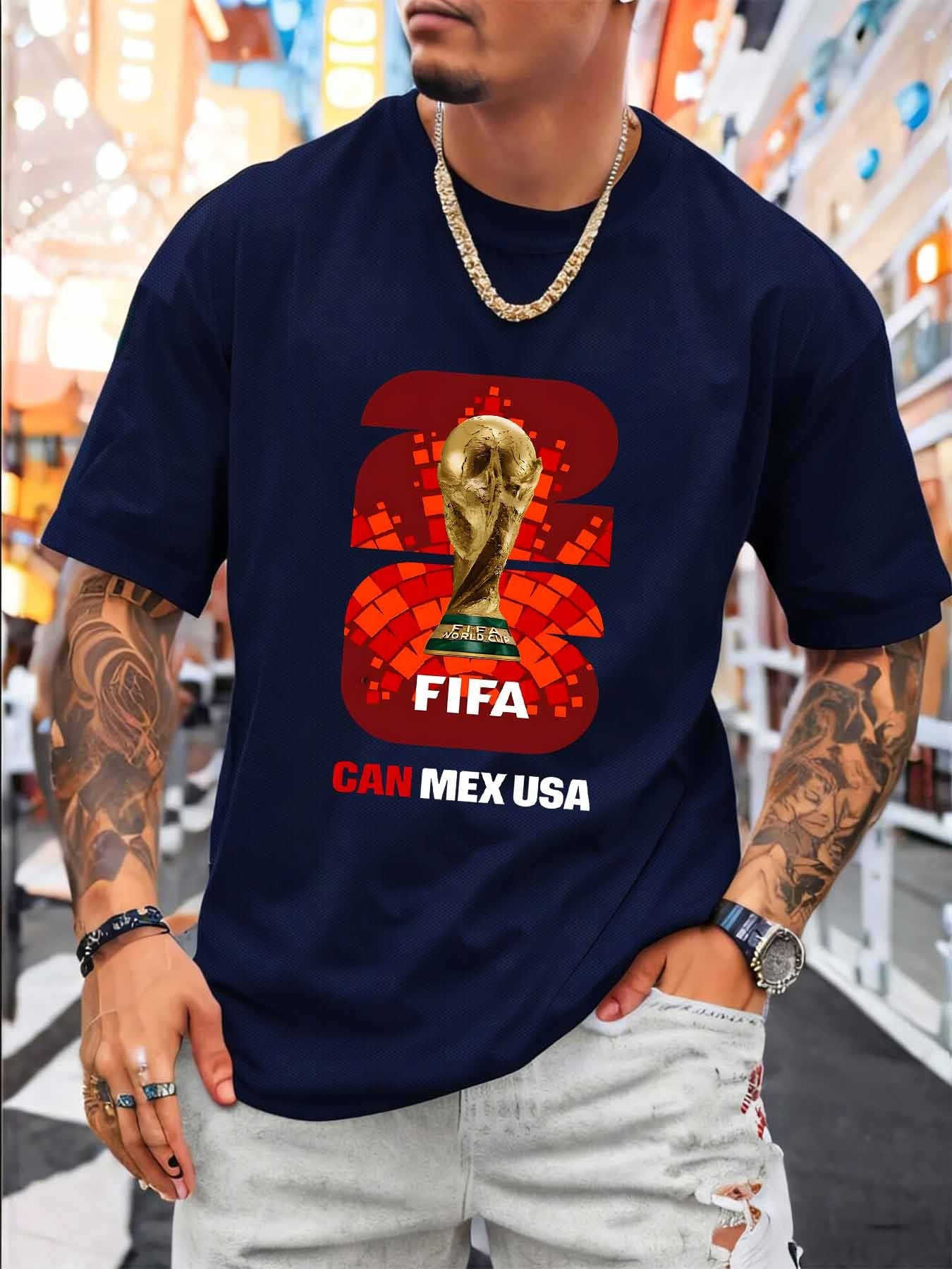 Men's FIFA World Cup Trophy Soccer T-Shirt, Crew Neck