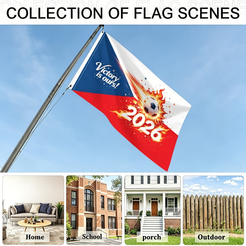 Czech 2026 Football Themed Polyester Fan Flag - Single-Sided Print