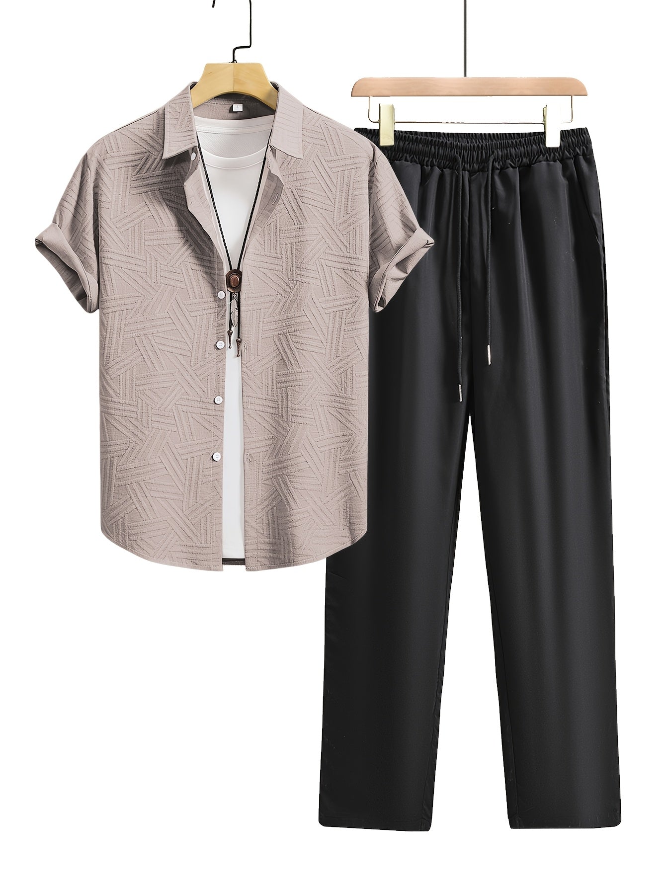 Men's Casual Shirt and Pants Set, Lightweight Summer Essentials