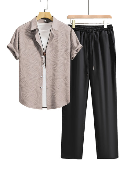 Men's Casual Shirt and Pants Set, Lightweight Summer Essentials