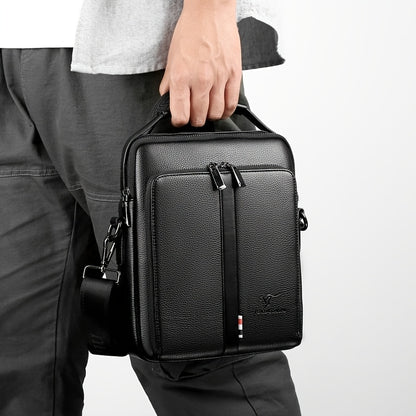 Men'S Genuine Backpack - Adjustable Strap, Multiple Compartments, Large Capacity for Daily Commute  Business, Black, Commuting Backpack, Sleek Design, Textured Finish