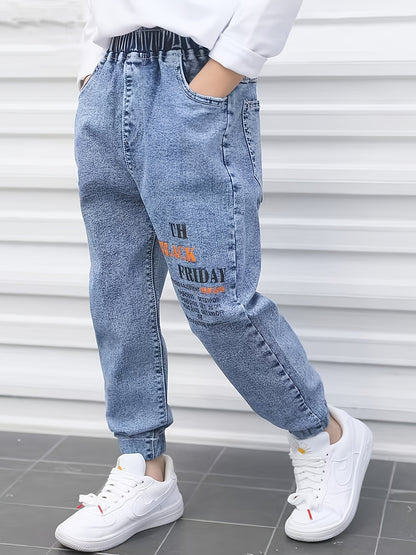 Boys' Casual Ribbed Jogger Pants for Spring and Fall