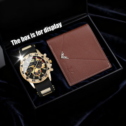 2pcs Unisex Watch and Wallet Set, Suitable for Formal and Casual Occasions, Luxury Business Watch, Casual Watch, Ideal for Father or Boyfriend, Corporate Gift, Dress Watch, Elegant Gift, Classic Design, Durable Material, Wall