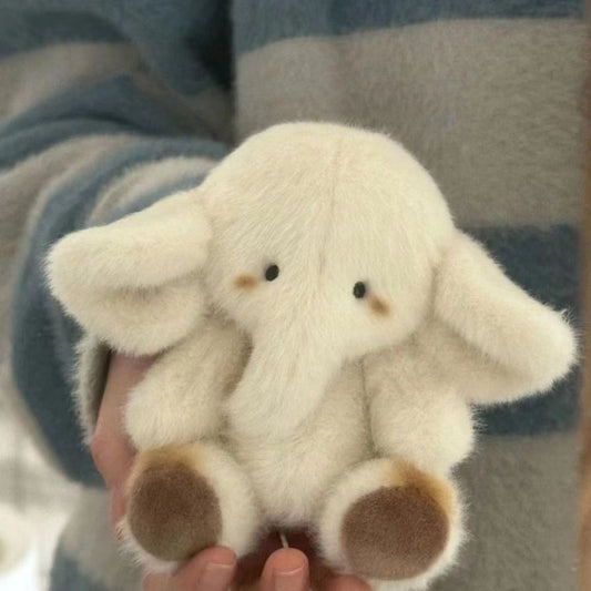 New Cream White Big Ears Elephant Plush Toy, Adorable Fluffy Doll Pendant Valentine's Day Gift