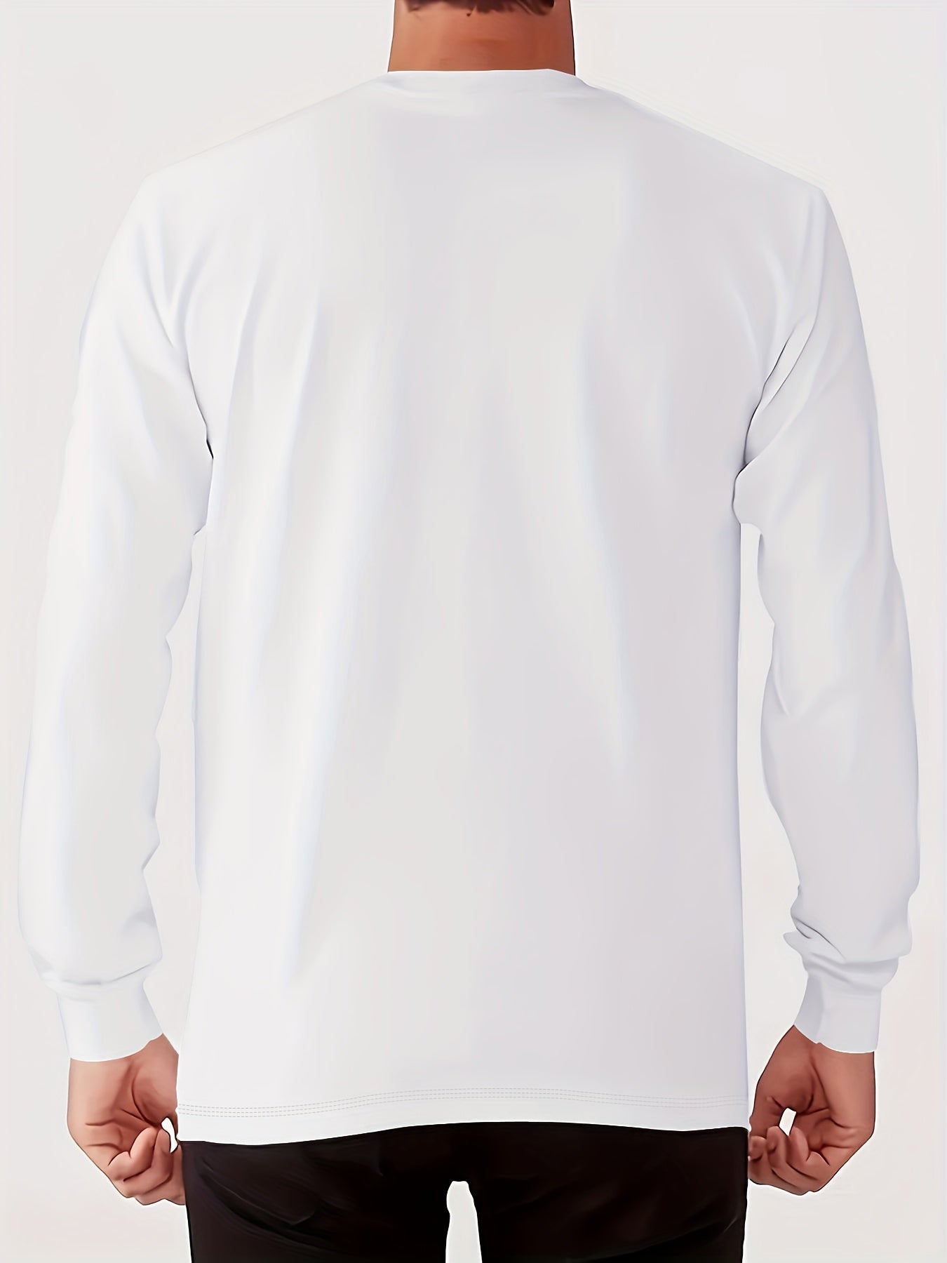 Men'S Happy New Year Graphic T-Shirt - Casual Long Sleeve Crew Neck, White with Black Lettering & Festive Design, Loose Fit for Spring/Fall, Perfect for Casual Attire, Festive Clothing | Festive Graphic Tee | Comfortable Fit