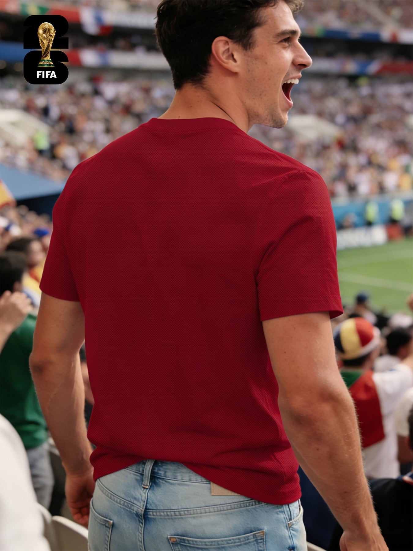 Men's Breathable Summer T-Shirt with FIFA World Cup Print