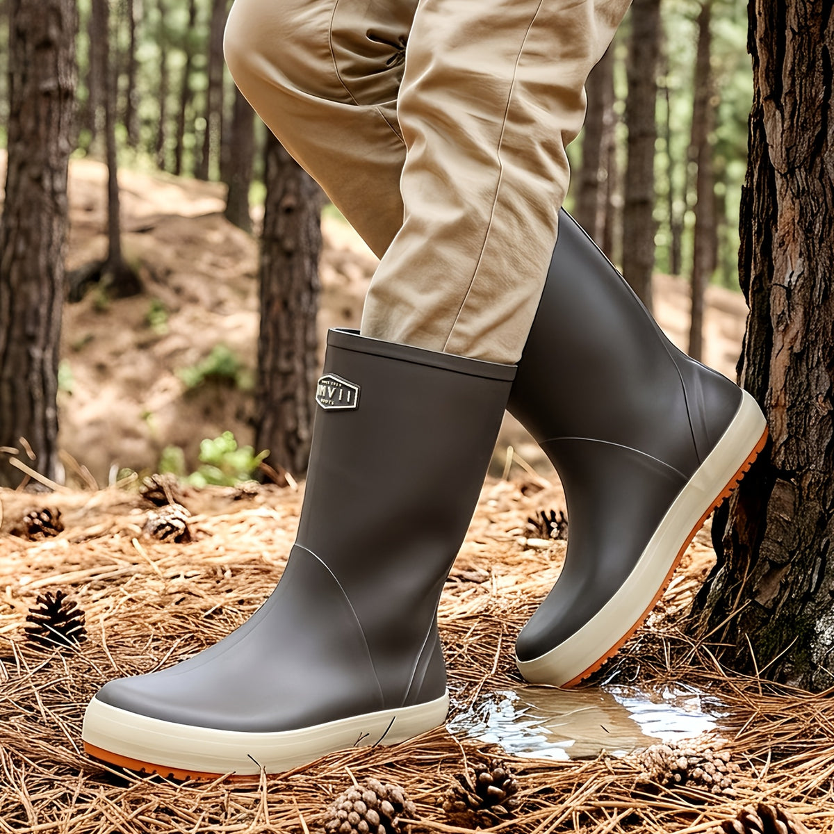 Men's Waterproof Mid-Calf Non-Slip Rain and Work Boots