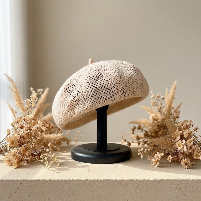 Women's Breathable Acrylic Dome Beret - Soft Octagonal Beanie