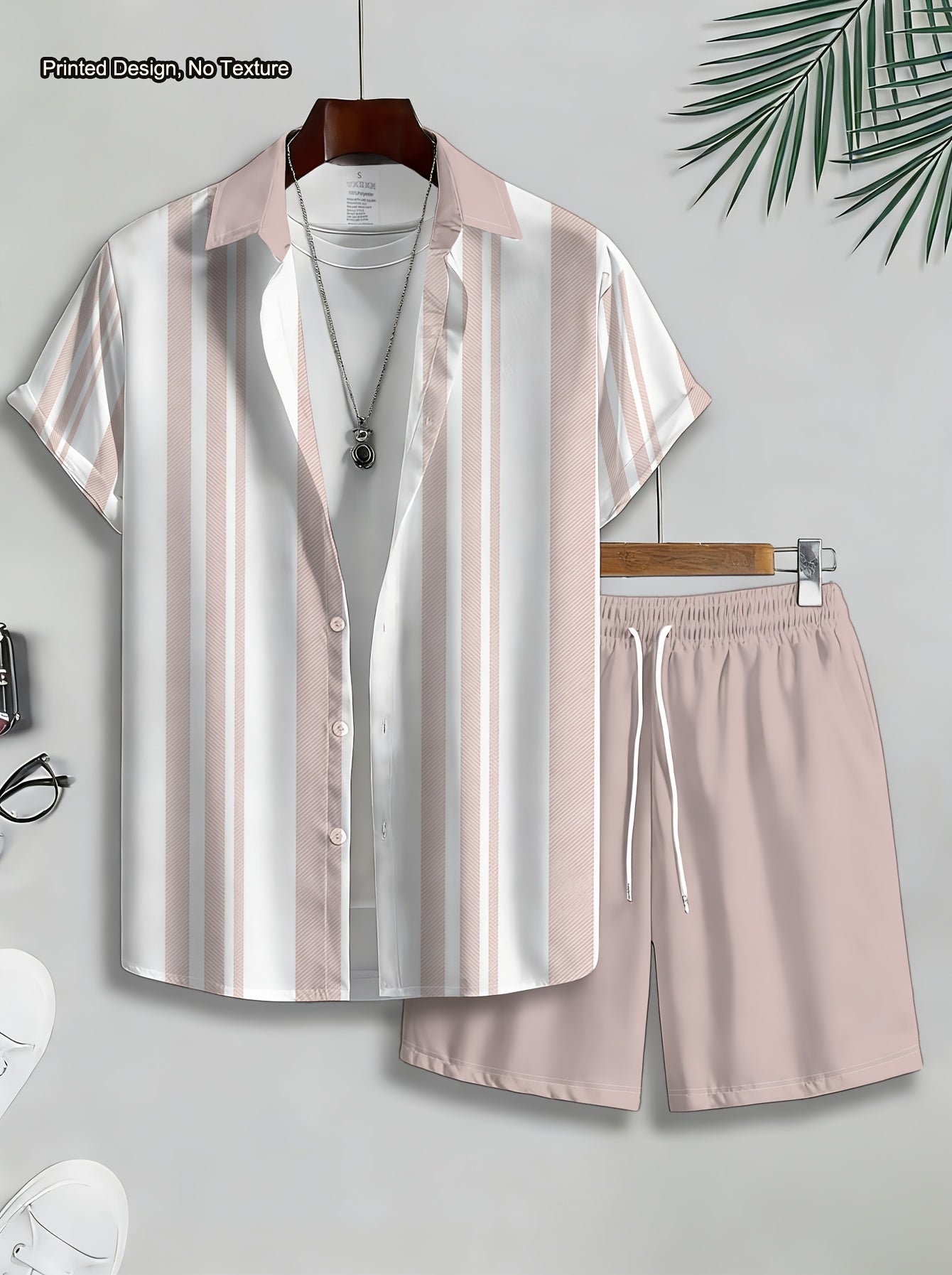 Men's Casual 2-Piece Striped Shirt & Shorts Summer Set